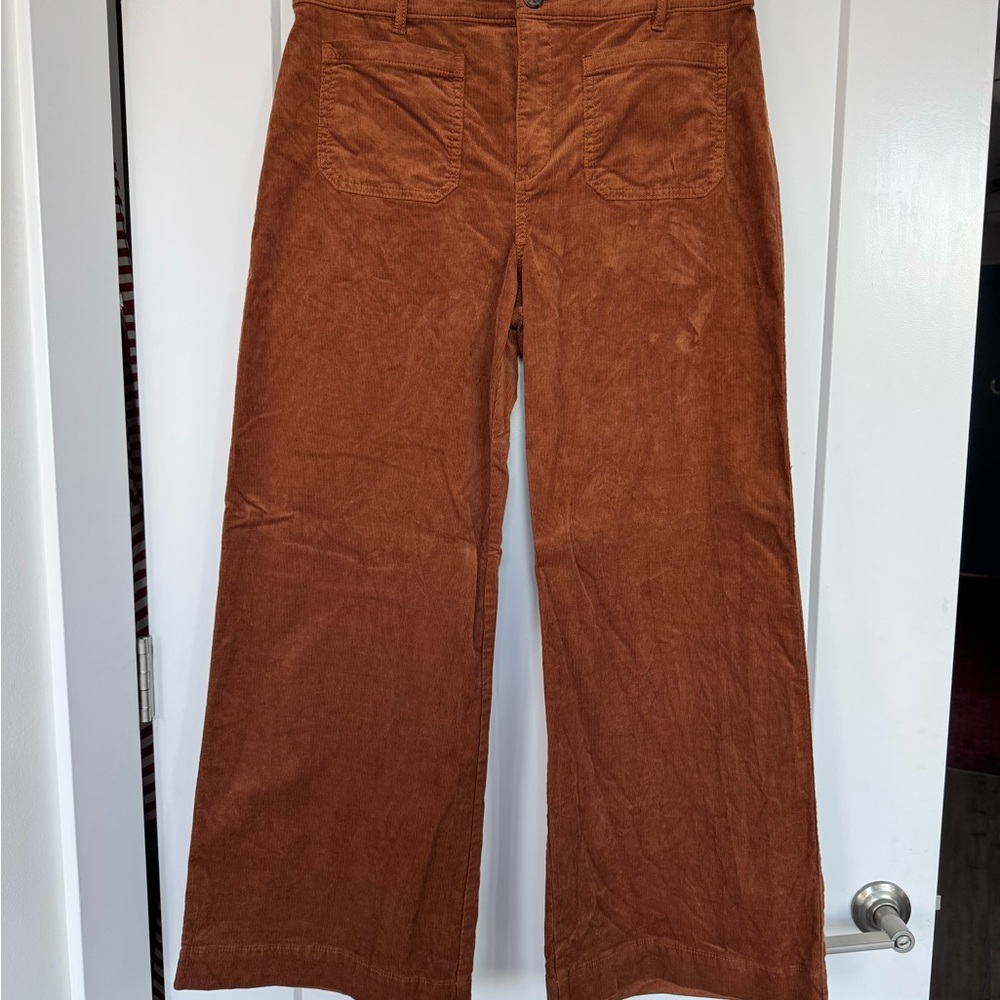 LOFT Wide Leg Pants in Rust Brown